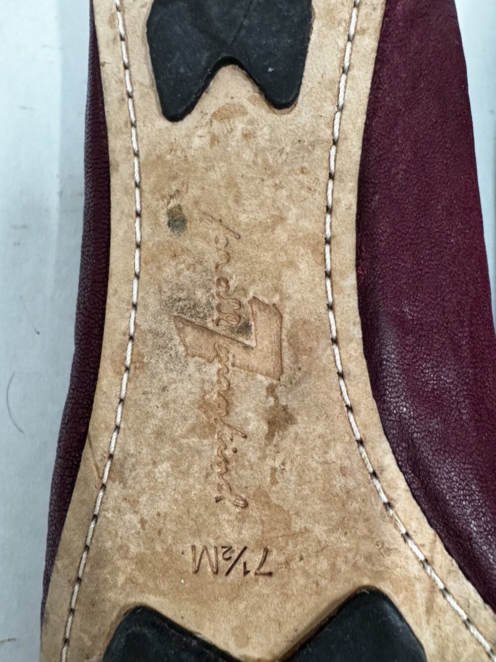 Y2K 7 For All Mankind Womens Ballet Flats Cranberry Ankle Strap Leather Shoes - Picture 7 of 9
